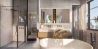 Kurz vor der Fertigstellung - LUXUSVILLA MIT POOL, LIFT & WELLNESS - Zeitlose Architektur für höchste Ansprüche - Visualisierung Badezimmer